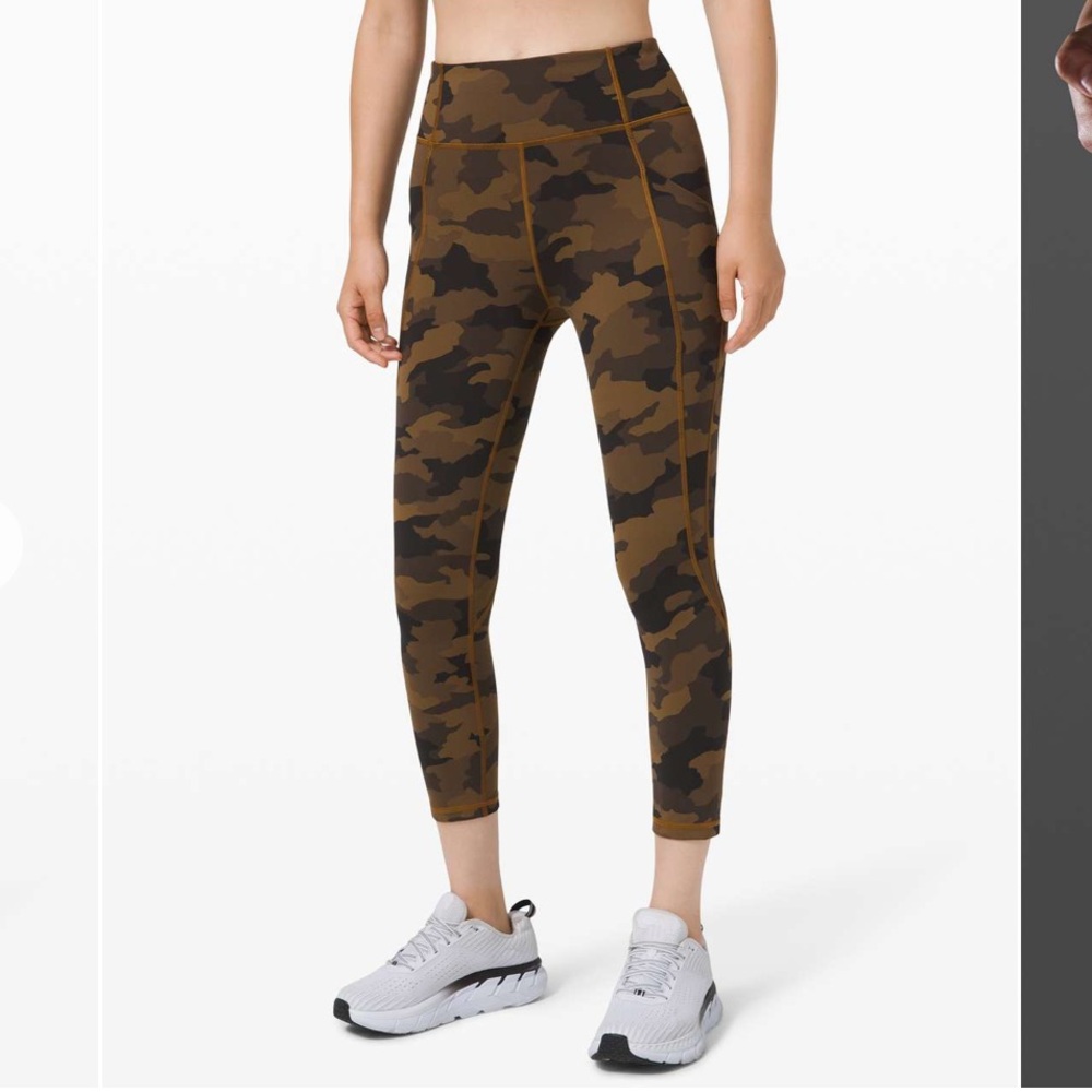 RARE Lululemon Time To Sweat Crop 23” Heritage 365 Camo Burnt Caramel Sz 6